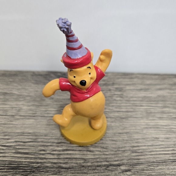 BIRTHDAY PARTY WINNIE THE POOH 3.75" Cake Topper Figure 100 Acre Woods Disney‎ - Picture 4 of 6